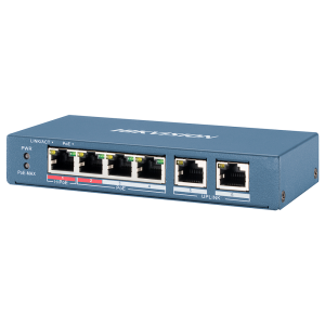DS-3E0106HP-E –4-poorts PoE-switch met 2 uplinks en 110W PoE++ vermogen